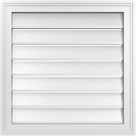 Ekena Millwork Vertical Surface Mount PVC Gable Vent: Functional, w/ 2"W x 1-1/2"P Brickmould Frame, 24"W x 24"H GVPVE24X2402SF